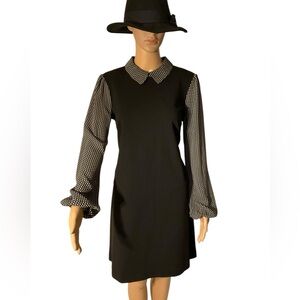Tommy Hilfiger Scuba Crepe Little Black Dress. Long sleeves with Poker Dot.